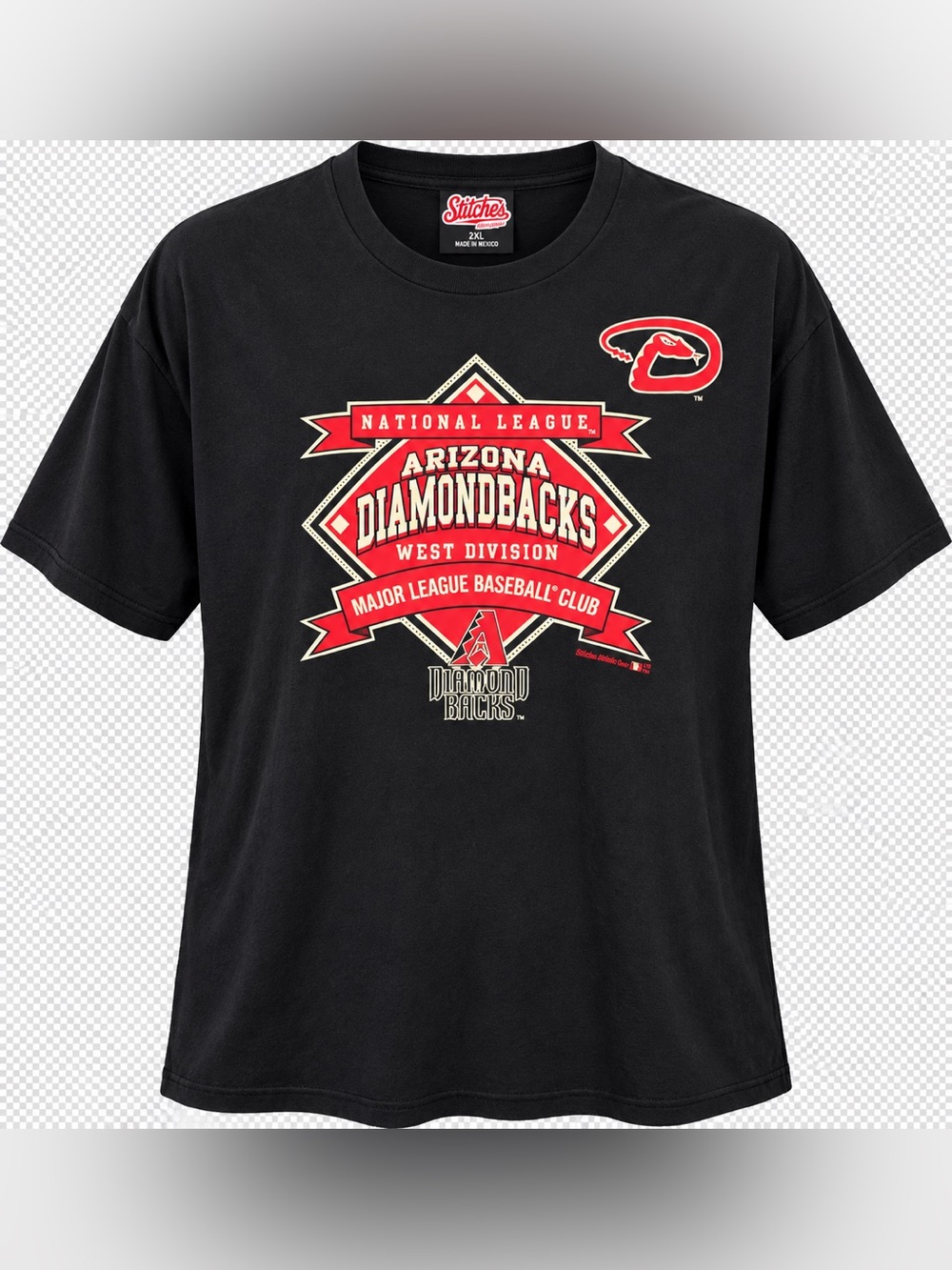 Stitches Arizona Diamondbacks Vintage MLB Graphic T-Shirt Black 2XL XCL